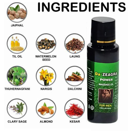 Da Zeagra Power Massage Oil for Men | Premium Herbal Oil - Nexo Power